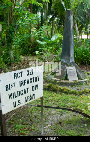 L'infanterie US 81e Memorial et la DEUXIÈME GUERRE MONDIALE La Guerre de Peleliu relique Palau Banque D'Images