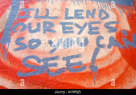 Je Graffiti ll vous prêter mes yeux South Central Los Angeles Californie Banque D'Images