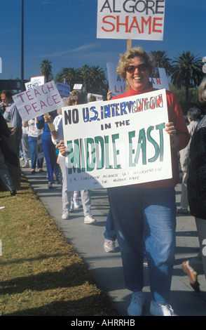 Américains pour protester contre la guerre dans le Moyen-Orient Los Angeles California Banque D'Images