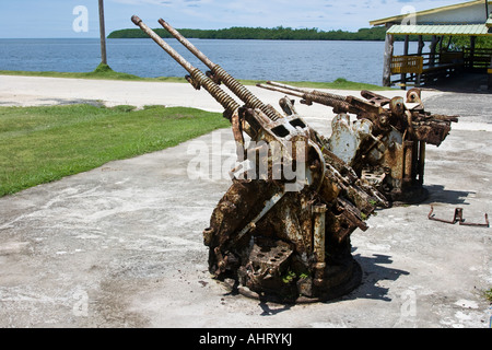 La DEUXIÈME GUERRE MONDIALE Avion Anti japonais des pièces d'artillerie de l'île de Palau Banque D'Images