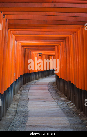 Torii gates la ligne des chemins de randonnée au sanctuaire Fushimi Inari région Kansai Kyoto Japon Banque D'Images