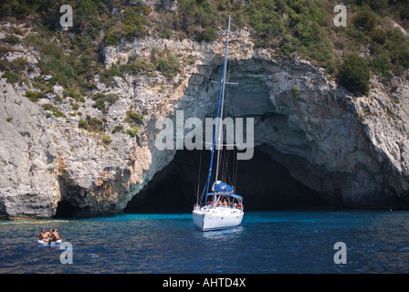 Grottes Blue, Paxos, îles Ioniennes, Grèce Banque D'Images