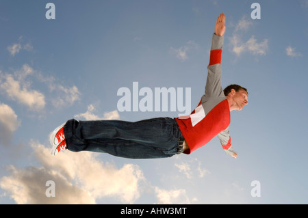 L'homme volant par l'air Banque D'Images