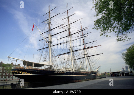 Le Cutty Sark est un navire clipper. Construite en 1869 elle est préservée en cale sèche à Greenwich à Londres Banque D'Images