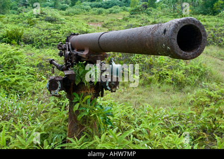 La DEUXIÈME GUERRE MONDIALE La guerre l'artillerie japonaise ruines Yap Micronésie Relique Banque D'Images