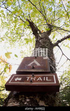 Une tente de camping signe en harde Mountains State Park dans la Péninsule Supérieure du Michigan s Banque D'Images