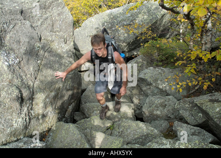 Randonnée sur le sentier Ravine Roi pendant les premiers mois d'automne situé dans les Montagnes Blanches du New Hampshire USA Notes Banque D'Images