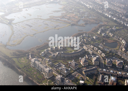 Vue aérienne oblique de haut niveau au sud-ouest de Barn Elms Wetlands Centre Barnes Londres SW13 England UK Janvier 2006 Banque D'Images
