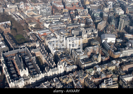 Vue aérienne oblique de la Strand Chancery Lane Royal Courts of Justice Lincoln s Inn Maugham Library Londres WC1 WC2 England UK Banque D'Images