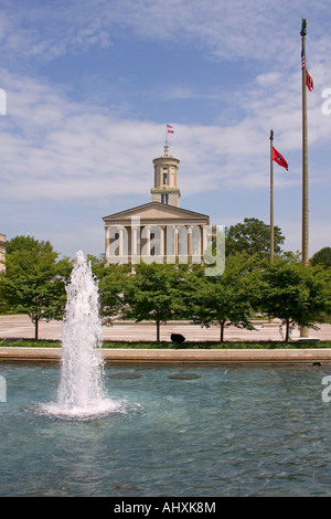 Vue d'été de l'Assemblée législative Plaza vers le State Capitol building, Nashville, Tennessee, USA Banque D'Images