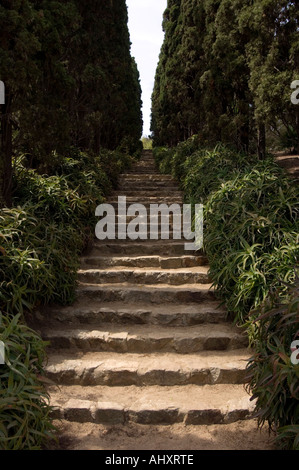 Escaliers dans Marimurtra jardin botanique de Blanes Costa Brava Espagne Banque D'Images