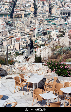 La ville d'athènes vue depuis le restaurant de lycabetus hill Banque D'Images