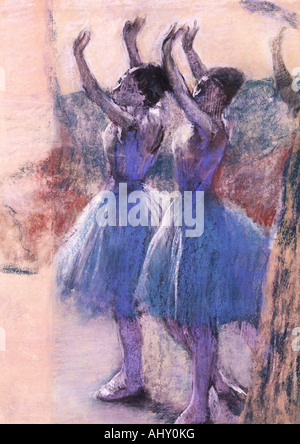 'Fine Arts, Degas, Edgar, (1834 - 1917), peinture, 'Deux danseuses', ('deux danseurs'), vers 1900, le papier, 79 cm x 51 cm, von