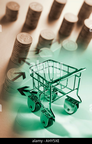 Coins et chariot Miniature Banque D'Images