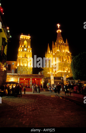 La Parroquia, église paroissiale, l'église catholique romaine, ville de San Miguel de Allende, San Miguel de Allende, Guanajuato, Mexique de l'état Banque D'Images