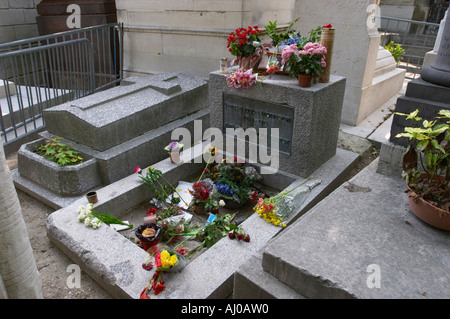 Tombe de Jim Morrison au cimetière du Père-Lachaise à Paris, France Banque D'Images