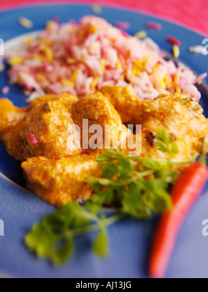Poulet korma et riz indien l'alimentation éditoriale Banque D'Images