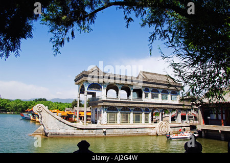 Le bateau de marbre au Palais d'été, Pékin, Chine Banque D'Images