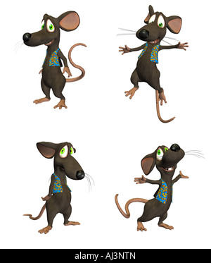 Cartoon Souris - pack de 4 poses différentes Banque D'Images