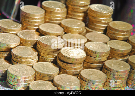 Beaucoup de pièces de 1 livres sterling britannique. Banque D'Images