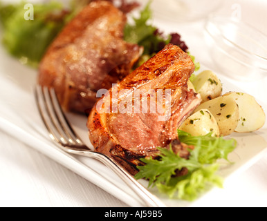 Côtelettes d'agneau grillées Banque D'Images