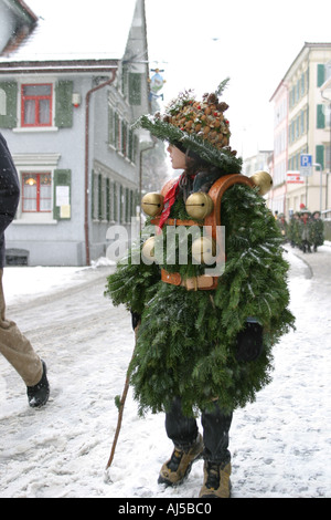 Suisse Hiver Village festival d'hiver de la rue célébration païenne racines canton Appenzell Rhodes-Extérieures 13 janvier Nouvel An Banque D'Images