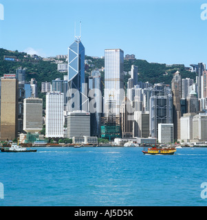 Le centre ville et le port de Victoria, Hong Kong Banque D'Images