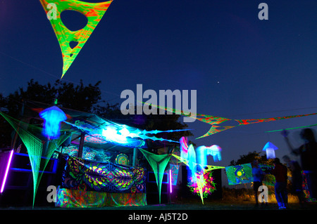 Rave Psytrance Lipovec Party at Night Banque D'Images