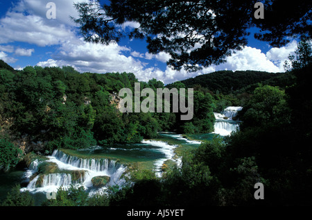 Cascades Krka Dalmatie Croatie Banque D'Images