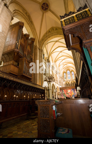 La Cathédrale de Chichester, Sussex de l'Ouest l'intérieur quire et orgue Banque D'Images