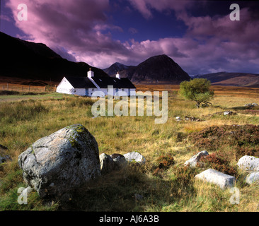 L'Ecosse Glencoe Highlands Black Rock Cottage Banque D'Images