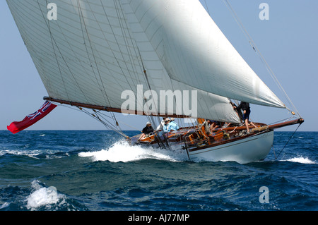 Le Classic Lady Ann gaff rigged par sloop dessiné par William Fife Banque D'Images