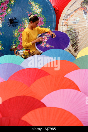 L'Asie du Sud-Est, la Thaïlande, Chiang Mai, Bo Sang, Baw Sang, Village parapluie Banque D'Images