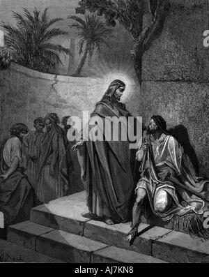 La guérison du Christ l'homme atteint de paralysie, 1866. Artiste : Gustave Doré Banque D'Images