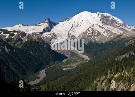 Le Mont Rainer et la rivière Blanche Washington Banque D'Images