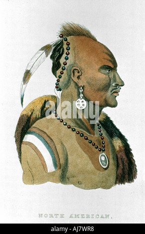Sewessissing, chef de l'Iowa (Indiens Indiens des Plaines d'Amérique du Nord), 1837. Artiste : Inconnu Banque D'Images
