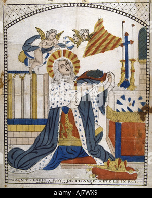 Louis IX, roi de France, en la cathédrale de Chartres dans son couronnement robes, 1226 (19ème siècle). Artiste : Anon Banque D'Images