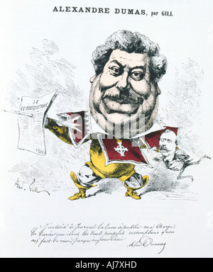 Alexandre Dumas l'Aîné, romancier et dramaturge français, c1860-1885 : artiste Andre Gill Banque D'Images