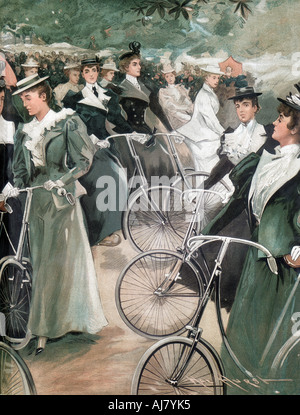 Vélo La société chers à Hyde Park, Londres, 1896. Artiste : Inconnu Banque D'Images