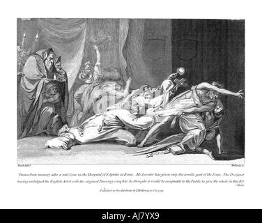 Tenter d'exorciser les mauvais esprits possédant un patient dans l'hôpital San Spirito, Rome, 1792. Artiste : Henry Fuseli Banque D'Images