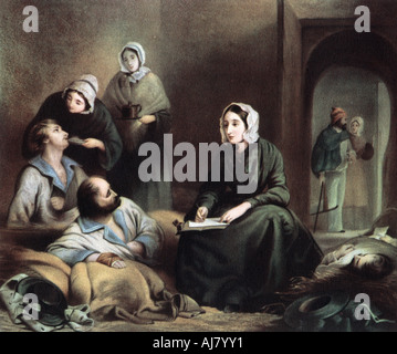 Florence Nightingale, infirmière britannique et réformateur de l'hôpital, à l'hôpital de Scutari, en Turquie, en 1855. Artiste : Inconnu Banque D'Images
