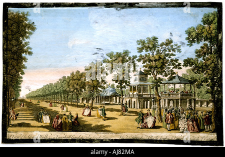 'Vue sur le grand marche etc dans les jardins de Vauxhall prises à partir de l'entrée', Londres, c1760. Artiste : Edward Rooker Banque D'Images