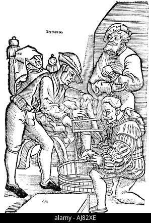 L'amputation d'une jambe sans anesthésie, 1593. Artiste : Inconnu Banque D'Images