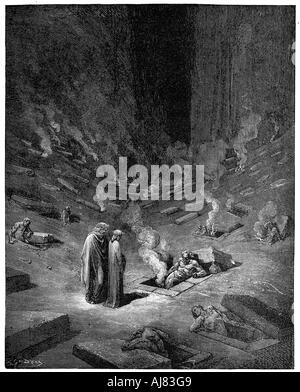 L'enfer : la ville de Dis, dieu romain des enfers, 1863. Artiste : Gustave Doré Banque D'Images