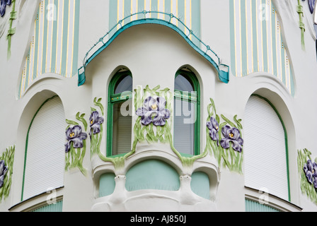 Détail de façade, Bâtiment Reök, Szeged, Hongrie Banque D'Images