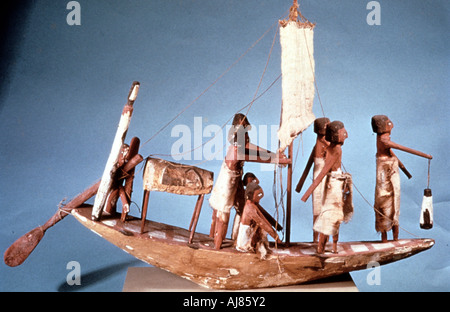 Bateau funéraire de bois peint, 9e dynastie, l'Égypte ancienne, 2232-2140 BC. Artiste : Anon Banque D'Images