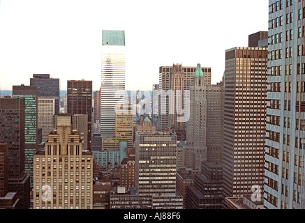 New York City, NY, USA vue des gratte-ciel, Manhattan Skyline, Midtown East Side, bâtiments de la ville, New york des années 1980 Banque D'Images