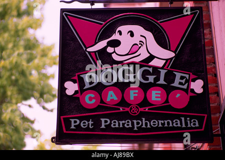 Doggie Cafe Signer dans l'État de Washington, USA Banque D'Images