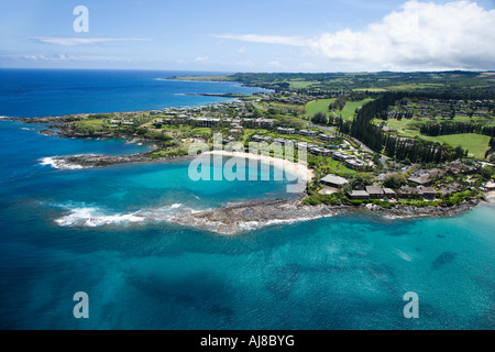 Vue aérienne des bâtiments sur côte de Maui Hawaii Banque D'Images