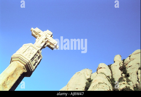 Placa de Santa Maria monastère de Montserrat Catalogne Espagne Banque D'Images